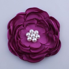 50PCS 9.2CM Fashion Burned Satin Fabric Flowers With Bead For Clothes Accessory