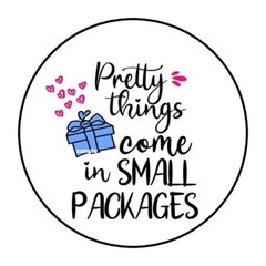 30 PRETTY THINGS COME IN SMALL PACKAGES ENVELOPE SEALS LABELS STICKERS 1.5″ TAGS