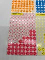 4 Partial Sheets Neon Smiley Face Trend Stickers Pink Orange Yellow Blue 232 pcs