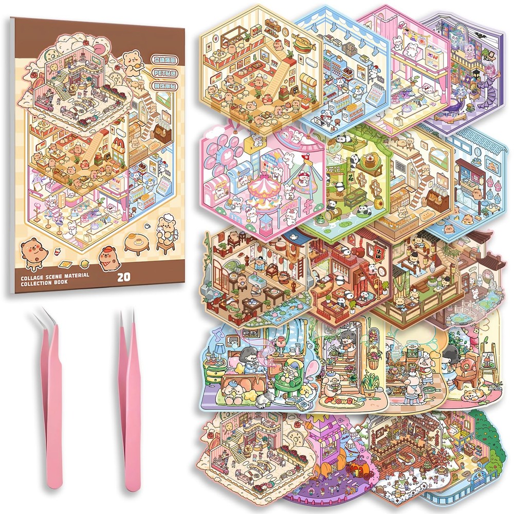 DIY 3D Sticker Scene Collection Book for Kids Adults for Gifts Stickers