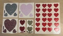Vintage 80s Stickers Large And Small Hearts Sparkle Glitter Lot