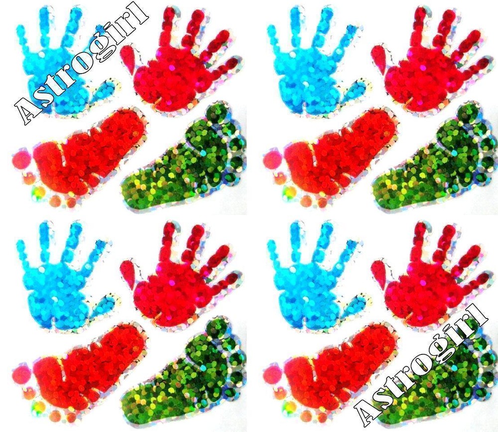 ~ Sparkle Handprints Footprints Hand Feet Foot Hambly Studio Glitter Stickers ~