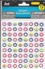 Alphabet Small Round Typewriter Pink Red Purple Green Upper Case Jot Stickers