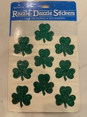 Hallmark Razzle Dazzle Stickers St Patricks Day 4 Leaf Clover Glitter 1 Sheet