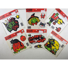 10 Halloween Themed Reflective Stickers Clings Pumpkins Skeleton VIntage 1992