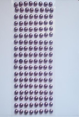 CraftbuddyUS 144 pcs x 10mm (18 Stripes) Self Adh Pearl Round Gems, Color-PLUM