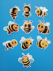 STICKERS x 10 Honey Bee Apiculture Beehive Cartoon Bees Vinyl Sticker B12C