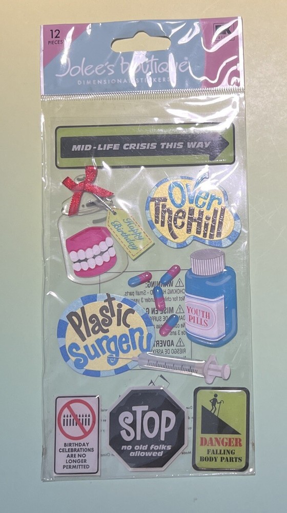 Jolee’s Boutique OVER THE HILL 12 pcs Dimensional Scrapbooking Stickers RARE
