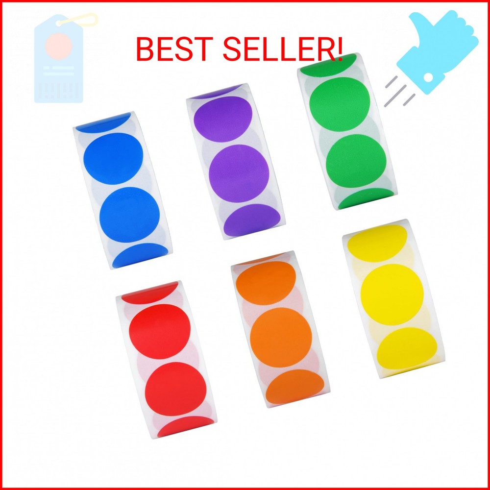 6 Colors 3000 Pieces Dot Stickers Color Code Circle Stickers Can Writing 1 Inch