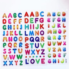 6 Sheets Kids Stickers 3D Puffy Bulk Cartoon English Alphabet Letters Number