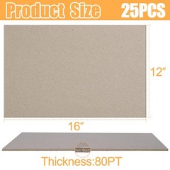 25 PCS Chipboard Sheets 12×16 Inch Cardboard Craft Packing Paper Blank Pad