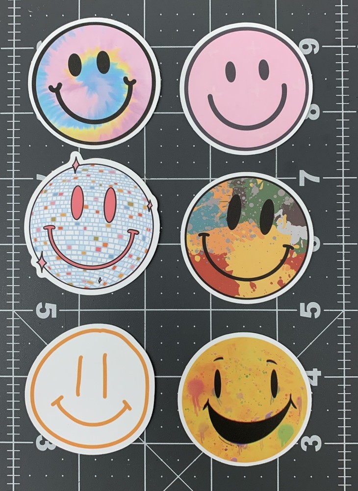 NEW Smile Face Disco Sticker lot of 6 Decals 2” Water Bottle Laptop Skateboard