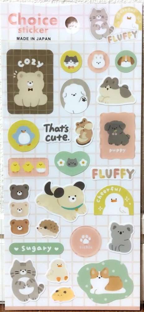 GAIA Dullness Animals Choice Sticker Bear Dog Koala Cat Rabbit Kid MADE IN JAPAN