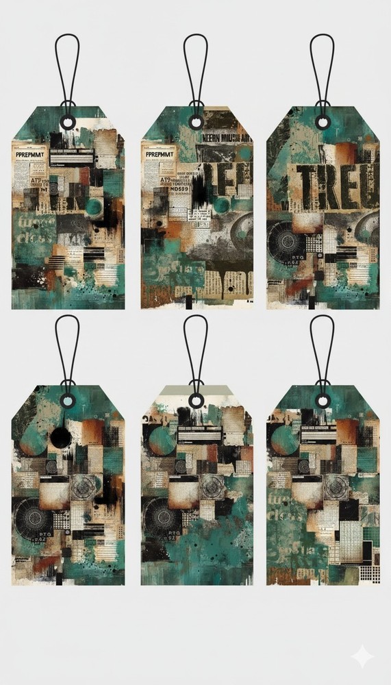 Set Collage Tags Junk Journal Scrapbook
