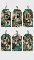 Set Collage Tags Junk Journal Scrapbook