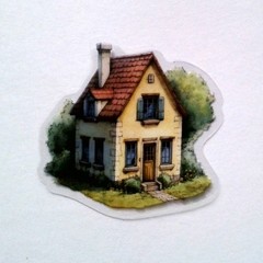 Cottage Style Fairy Tale House Clear Vinyl Decal Sticker Water Resistant Laptop