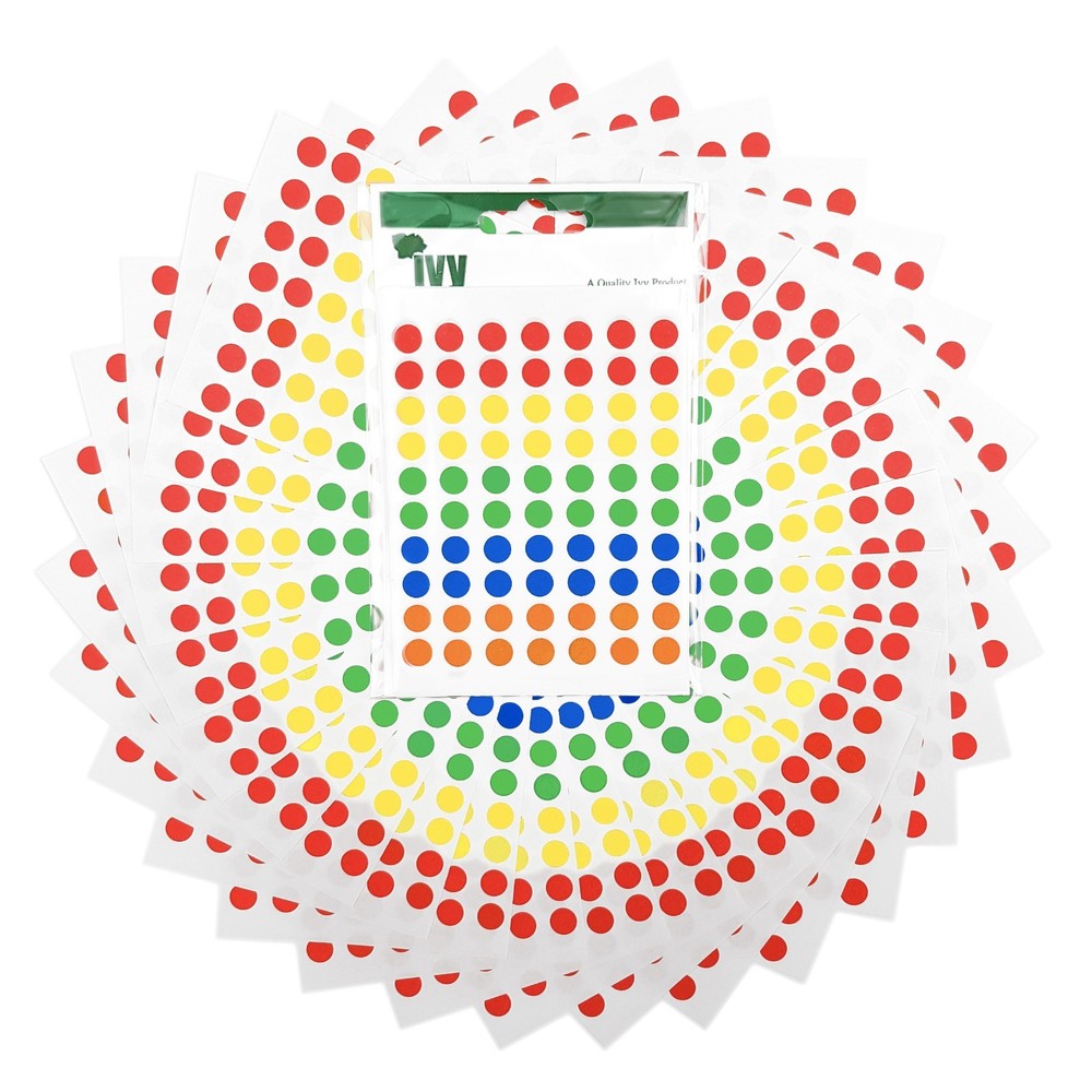 700 Sticky Coloured Dots 8mm Labels Round Circles Self Adhesive Assorted Colours