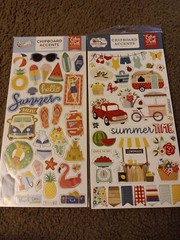 Crafts 13″ Chipboard Stickers Lot 5 Summer Theme Flowers Beach Water Sunshine