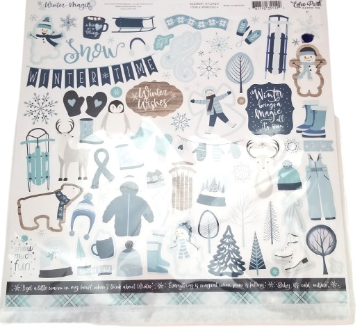 WINTER MAGIC (1) 12×12 Sheet of Echo Park Paper Scrapbook Element Stickers-New