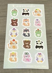 NEW PaperKumaCo Rainbow Fruits 🍉 Sticker Sheet Paper Kuma Co PKC Stickers