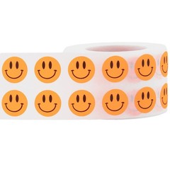 1/2″ Inch Small Fluorescent Orange Happy Face Labels, 1,000 Total Adhesive St…