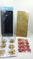 CR5 Lot Of 4 Christmas Poinsettia Embellishments For Cards Or Scrapbooking Lot B