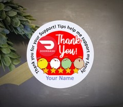 2 inch Personalized custom Doordash stickers delivery driver bag sticker for f