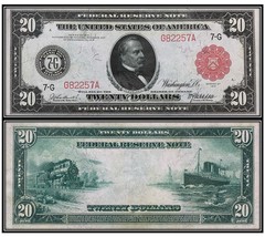 $20 1914 Federal Reserve Note Red Seal (US CURRENCY STICKERS) (Lot OF 1)