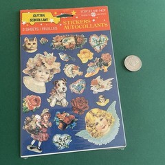 Vintage American Greetings Stickers Victorian Roses Angels Valentines Glitter