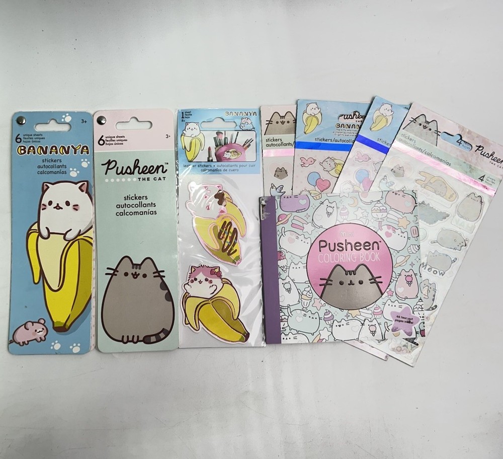 Pusheen the Cat Bananya SandyLion Stickers Decals Coloring Book Lot