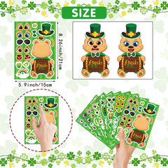 24 Sheets St. Patrick’S Day Stickers for Kids, Make a Face Sticker Irish Theme S