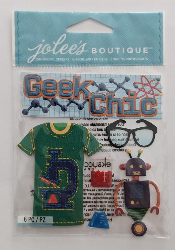 Jolee’s Geek Chic Scrapbooking Stickers Nerds Science Robot Glasses