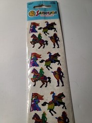 Sandylion Medieval Stickers Mylar Knights Horses NIP 1 Sheet Sealed VTG NOS