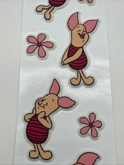 Vintage Disney Puffy Fuzzy Sticker – Piglet From Winnie the Pooh – 1 Strip – NOP