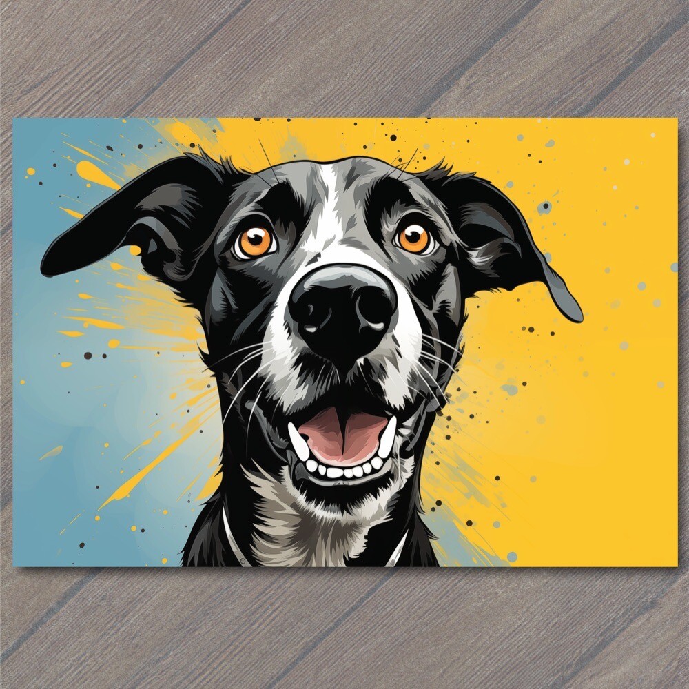 STICKER Black White Lab Happy Dog Retro Pop Art Smiling Splash Colors Cute Fun