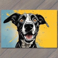 STICKER Black White Lab Happy Dog Retro Pop Art Smiling Splash Colors Cute Fun