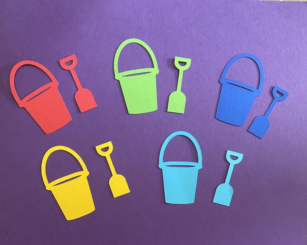 Pail & Shovel Die Cuts, 2.5″ tall, 5sets, as shown, Scrapbooking, ANY COLOR(S)