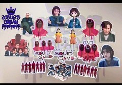 16pcs Squid Game Glossy Stickers