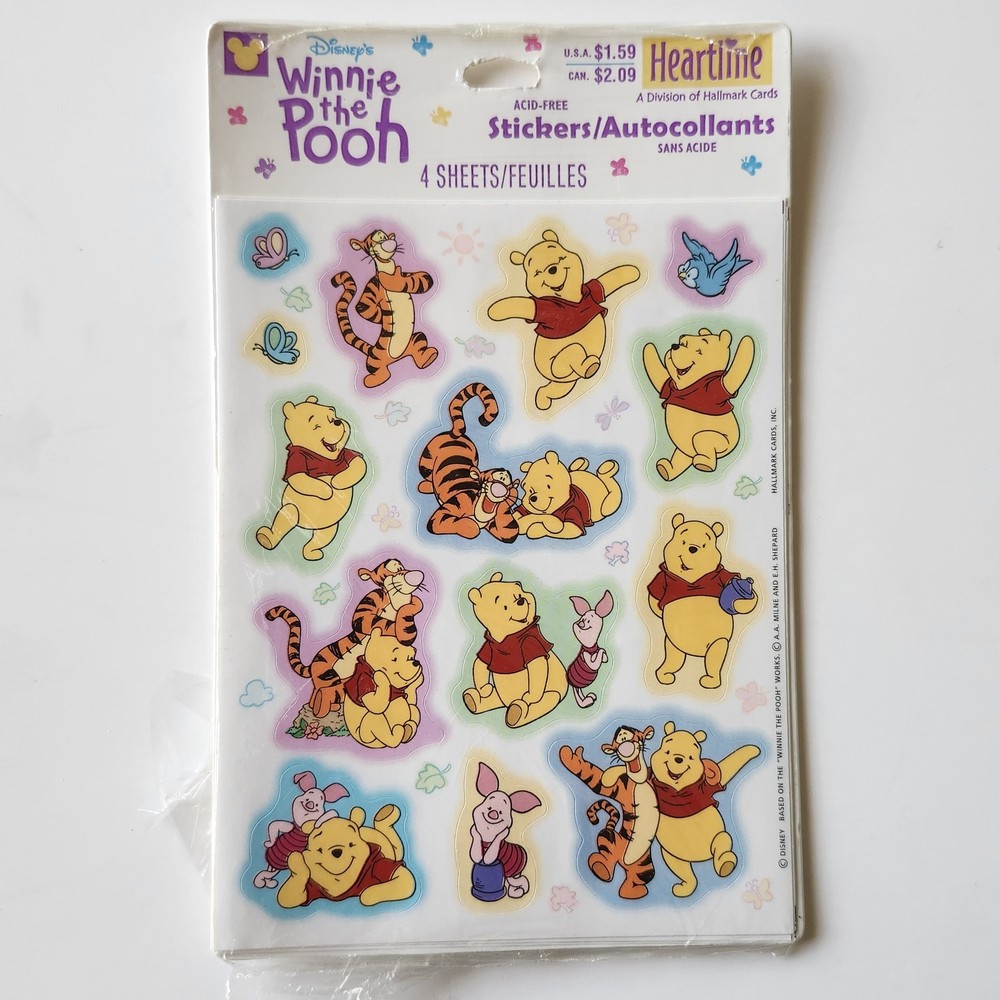 Winnie The Pooh Stickers Hallmark Vintage Disney Pooh Bear Tigger 4 Sheets