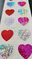 HAMBLY STUDIOS STICKERS PRISMATIC HEARTS PINK RED GREY / SILVER VINTAGE RARE