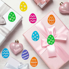 500 Pcs 1.2In Easter Egg Stickers – Waterproof Self-Adhesive Decor 8 Colors