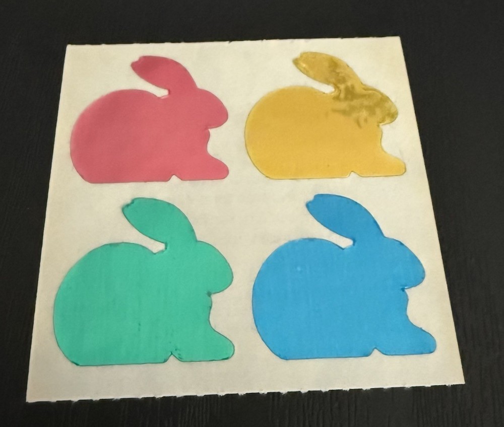 Vintage 1984 Stickers Mylar Foil Bunny Rabbit Small World Greetings 1984 NOS
