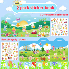 2 Sets Easter Reusable Sticker Books for Toddlers and Kids