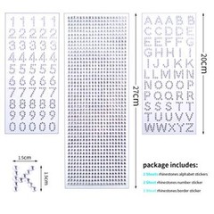 Rhinestone Stickers, 5 Sheets Self-Adhesive Glitter Alphabet Letter Silver
