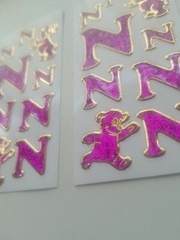 Set of 2 sheets of vintage introduct glitter stickers «N» discontinued Germany