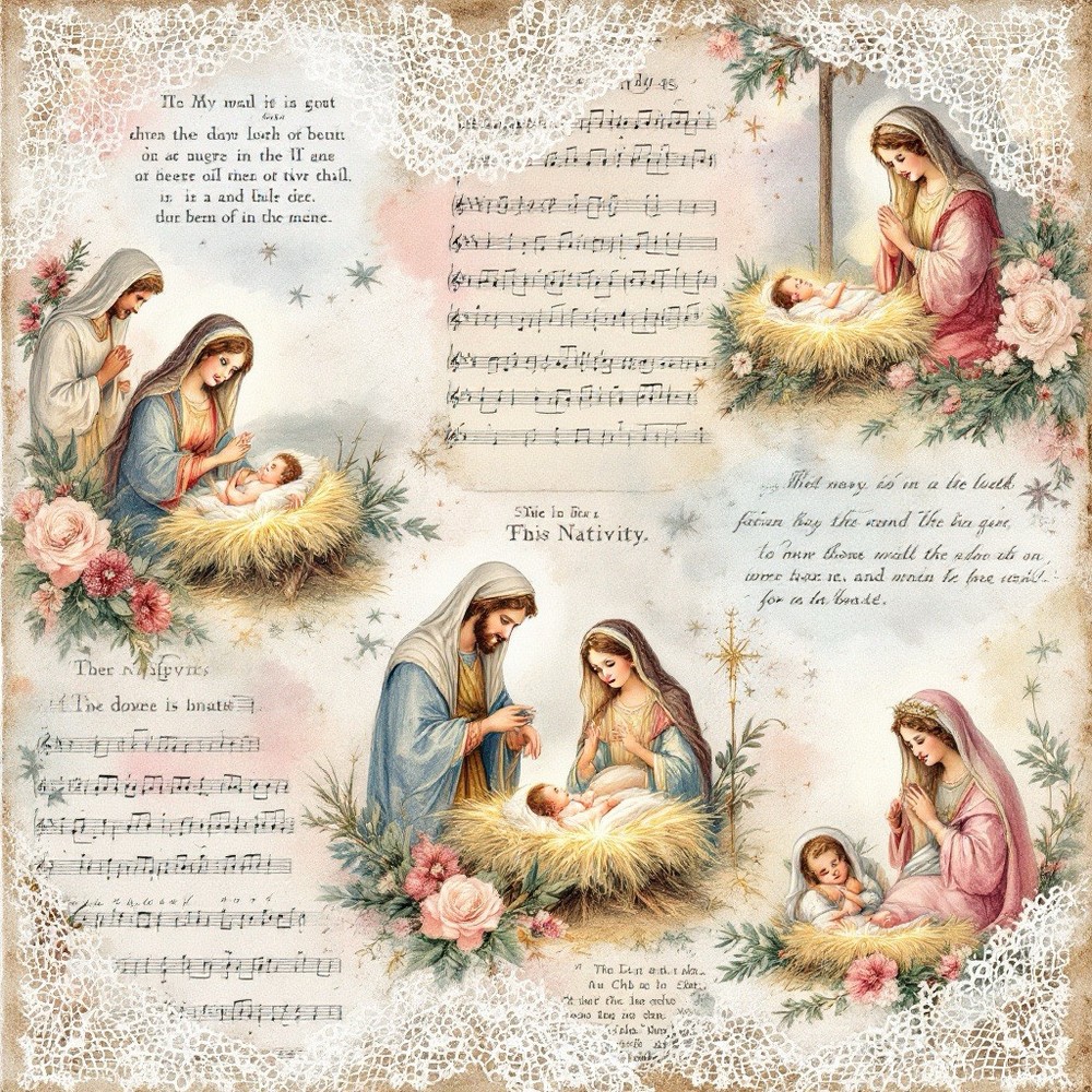 Nativity Decoupage Rice Paper For Ornament-Wood Art A4 1 Sheet