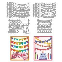 Colorful Party Banner Die Cuts – Metal Cutting Dies for Scrapbooking & Card Maki