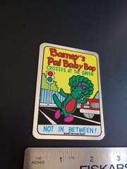 Vintage Stickers Barney Dinosaur Foil Mylar Vending Machine Sticker Reflective