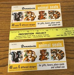Vtg DENNISON Cute Animals Seals (2) Booklets Of 48 Seals 6 Different Designs
