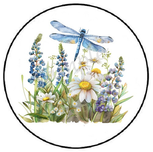BLUE DRAGONFLY ENVELOPE SEALS LABELS STICKERS PARTY FAVORS